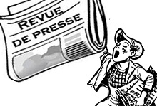 Picto "La presse en parle" : dessin d'un crieur de journaux