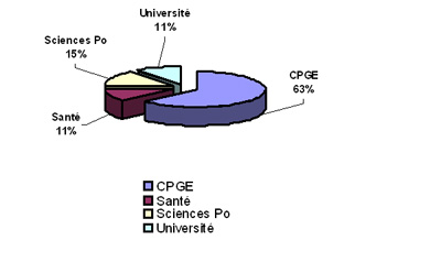 Schéma des filières d'études choisies par les étudiants de la promotion Excellence-Major 2011