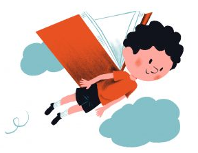 Illustration des Petits Champions de l alecture : livre donnant des ailes à un enfant