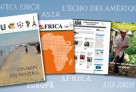 Couvertures des quatre revues : Asia, Africa, Asia et L'Écho des Amériques. © AEFE