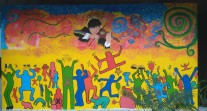Inauguration du gymnase du lycée Blaise-Pascal d'Abidjan : fresque