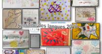 Semaine/mois des langues : mosaïque de dessins d'élèves en CE2 à Lagos