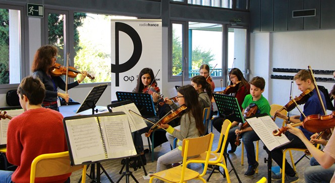 L&#039;Orchestre des lycées français du monde (saison 4) à Madrid : les violons en répétition