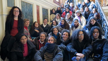 La délégation du lycée franco-costaricien dans un escalier de l'École des Mines