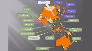 La zone Asie-Pacifique et les 17 établissements concernés par la nouvelle gestion des corrections