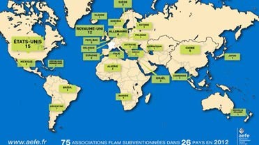 Carte des associations FLAM subventionnées en 2012